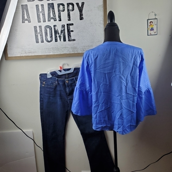 CeCe Sea Blue Ruffled Sleeve Blouse Size small - Picture 12 of 16